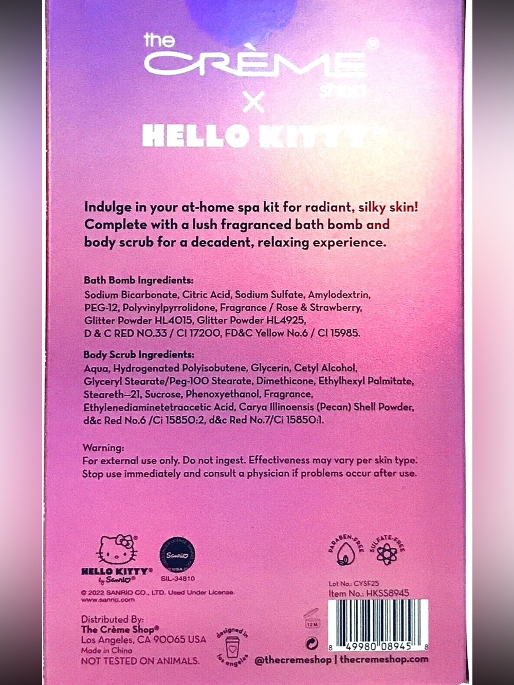 The Creme Shop Hello Kitty Silky Skin Spa Set - Bath Bomb & Body Scrubs for Radi - Picture 2 of 2
